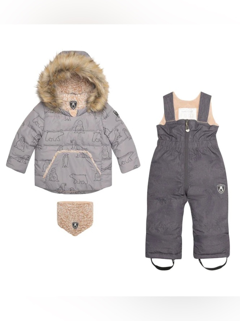 Deux par Deux 2pc Snowsuit Grey Car Seat Safe